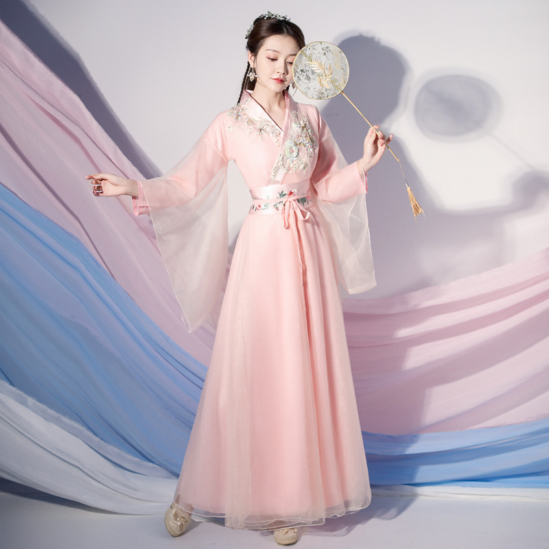 古装女汉服襦裙仙女飘逸粉色仙气古风广袖古典舞演出服装夏季超仙