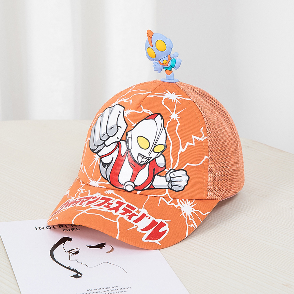 Cartoon Three-Dimensional Children's Ultraman Hat Summer Mesh Sunshade Baby Peaked Cap Boys Trendy Cool Baseball Cap