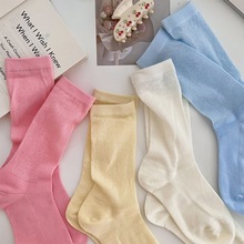 袜子女夏季薄款中筒袜韩国ins渐变薄度镂空网眼防晒袜纯色堆堆袜