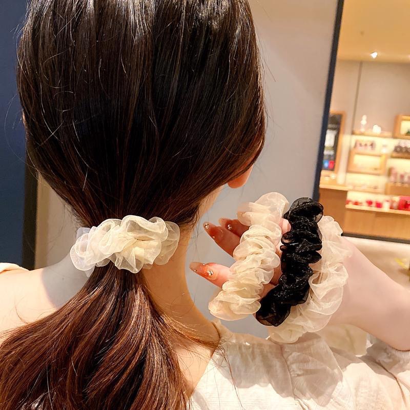 mesh headband large intestine girl lace hair band same style temperament large intestine ring women‘s new high-grade hair accessories hair rope mori