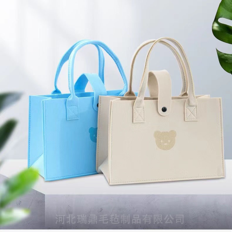 Dopamine Handbag Shopping Bag Internet Celebrity Ins Simple Felt Bag Bear Handbag Versatile Large Capacity