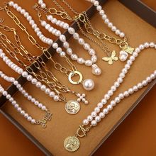 跨境热卖 设计感配饰品项链 欧美亚马逊夸张复古巴洛克珍珠项链女