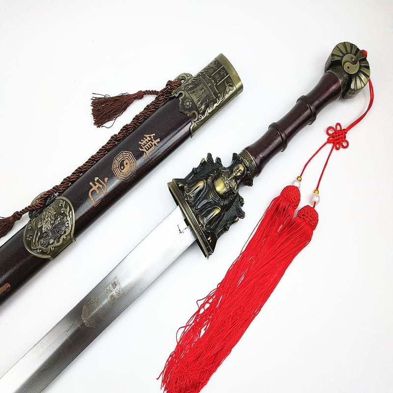 龙泉宝剑 镇宅装饰辟邪剑 深红色油漆碳钢武当剑 未开刃