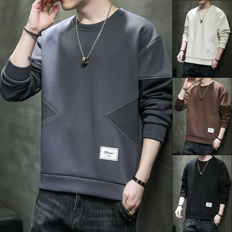 high quality fashion brand sweater men‘s 2023 spring and autumn plus size 65% cotton long sleeve t-shirt loose-fitting underwear top bottoming shirt top