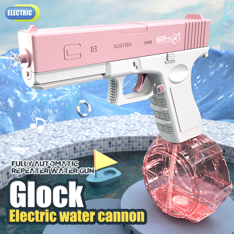 Cross-Border New Arrival Children's Summer Glock Automatic Continuous Water Gun Outdoor Parent-Child Interaction Water Fight Water Toys