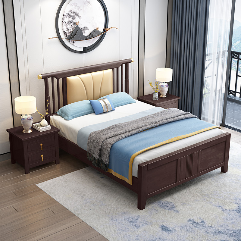 新中式实木单人床1.2米现代中式儿童小床轻奢中国风酒店民宿家具