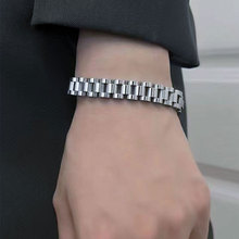 不锈钢表带式手镯高级感男女跨境新款时尚复古百搭不掉色手环饰品