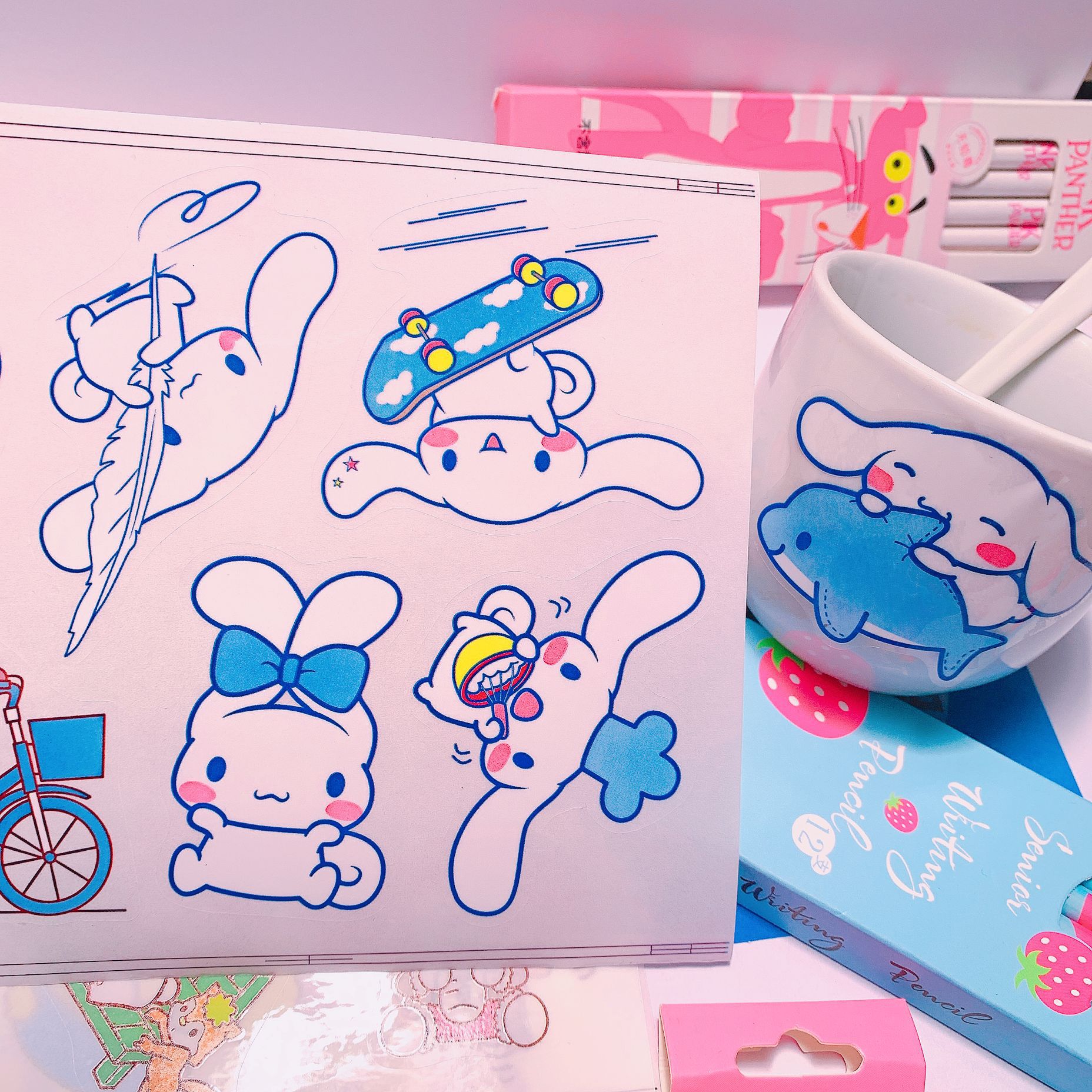 三丽鸥玉桂狗美乐蒂恶魔pvc防水大贴纸贴画ipad电脑水杯贴批发