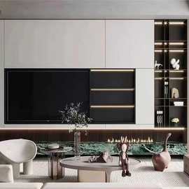 304不锈钢电视壁龛嵌入式现代客厅轻奢背景墙壁柜置物架金属装饰
