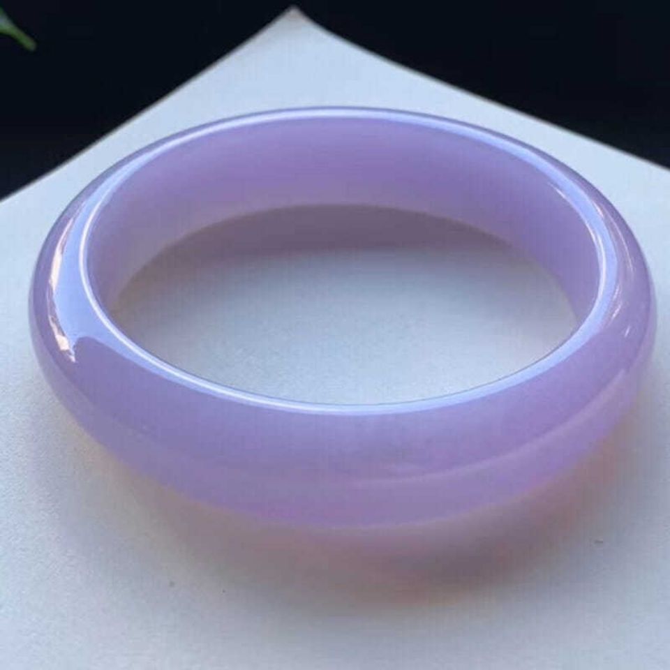 天然缅甸玉冰糯种紫罗兰翡翠手镯冰透水润细腻通透老坑a货玉镯子
