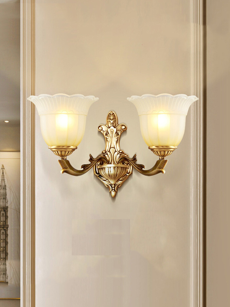 美式全铜壁灯欧式过道玄关灯阳台走廊户外电视墙床头灯具书房灯饰