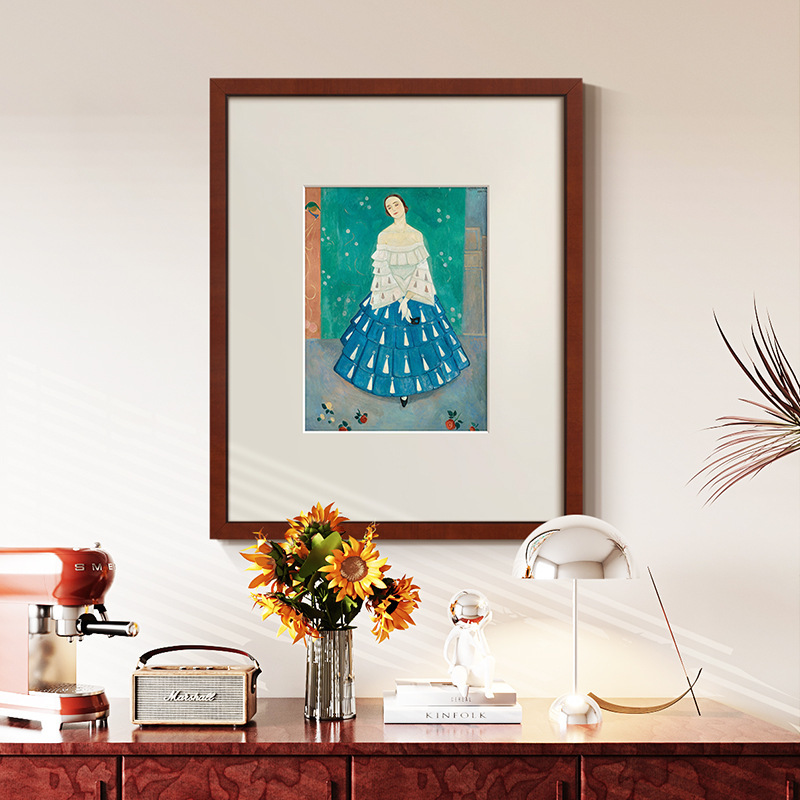 华裳》法式复古小众艺术装饰画北欧中古风挂画客厅卧室少女肖像画