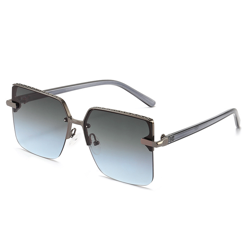 New Metal Semi-Rimless Sunglasses UV Protection Retro Easy Matching Tide Sunglasses Fashion Cross-Border Sunglasses Wholesale
