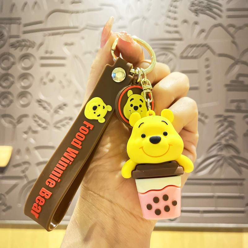 Cartoon Dessert Winnie the Pooh Keychain Crossdressing Pooh Bear Key Chain Handbag Pendant Doll Key Ring Wholesale