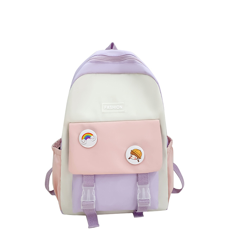 Korean Style Japanese Style Partysu Backpack Contrast Color College Style Student Schoolbag Large Capacity Versatile Fashion Backpack