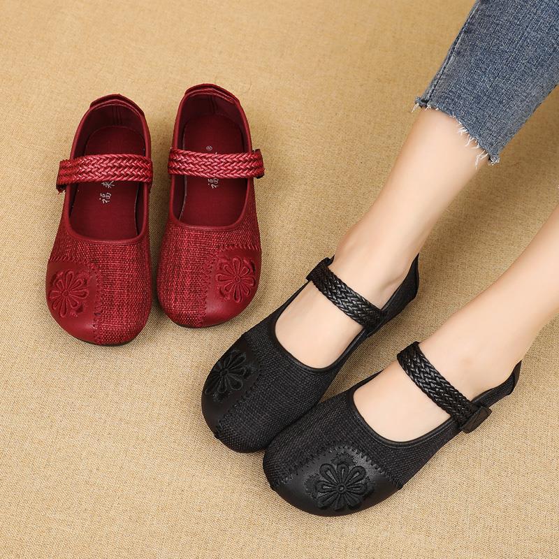 t老北京布鞋女妈妈鞋软底防滑民族风复古老年奶奶鞋舒适老太太单