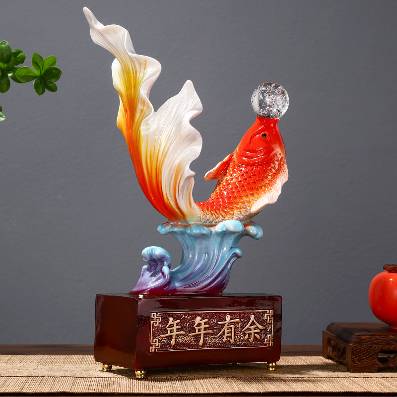 新中式年年有鱼招财锦鲤摆件客厅玄关酒柜家居装饰品乔迁新居礼物