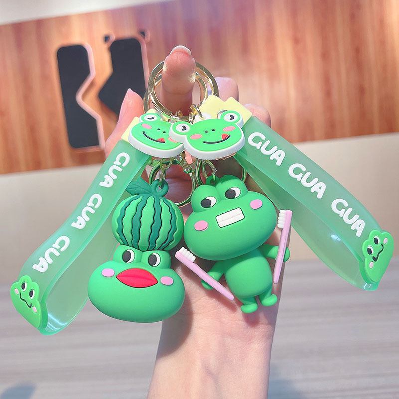 New Ins Cute Frog Keychain Cartoon PVC Doll Bag Package Pendant Car Key Ring Gift Wholesale