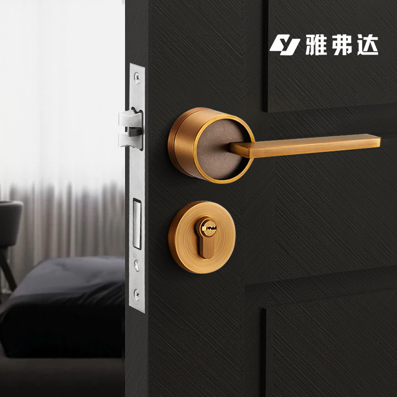 室内静音卧室门锁现代简约北欧风磁吸房门执手锁黑色枪灰分体门锁
