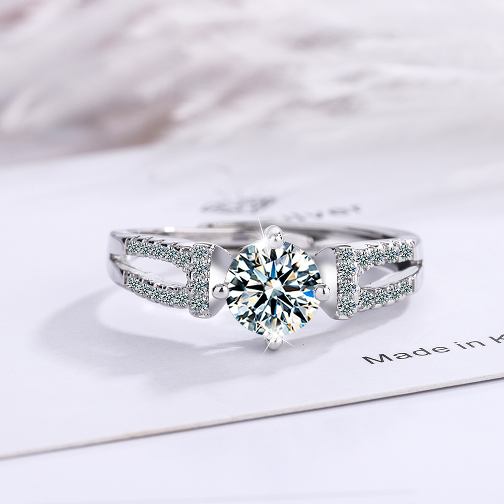 闪锆钻戒指活口小众设计时尚气质跨境指环女戒直播手饰货源工厂戒