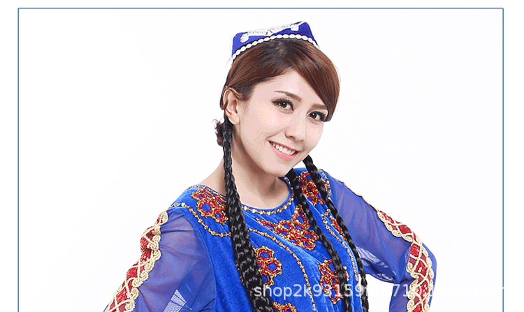 新疆雪莲花帽维吾尔族帽子女新疆舞头饰带辫子舞蹈表演
