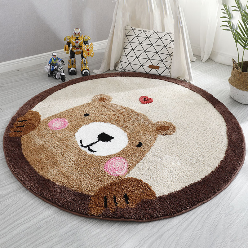 Cartoon round Bedroom Bedside Blanket Children‘s Room Cashmere Crawling Mat Home Living Room Full of Plush