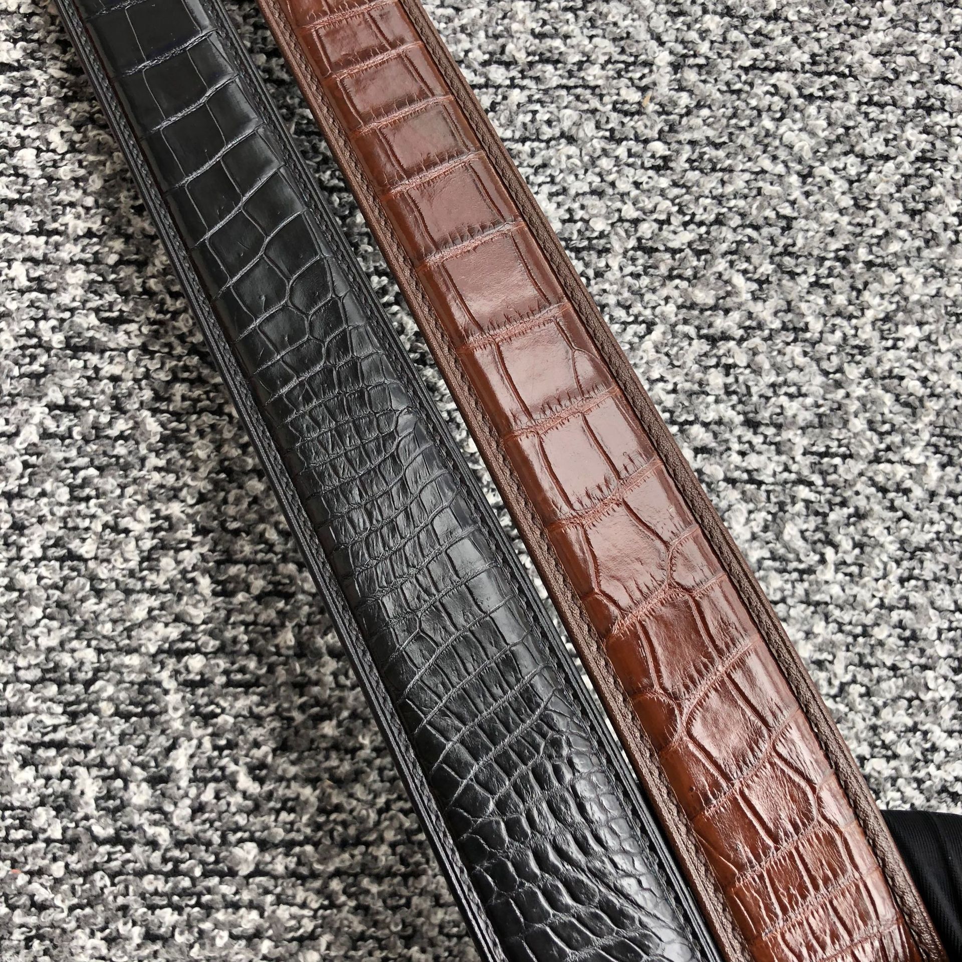 21泰国鳄鱼皮带男士休闲真鳄背骨皮肚皮腰带时尚潮流自动带裤带条