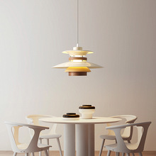 奶油风法式中古北欧圆餐桌吃饭厅饭桌灯吧台单个单头ph5餐厅吊灯
