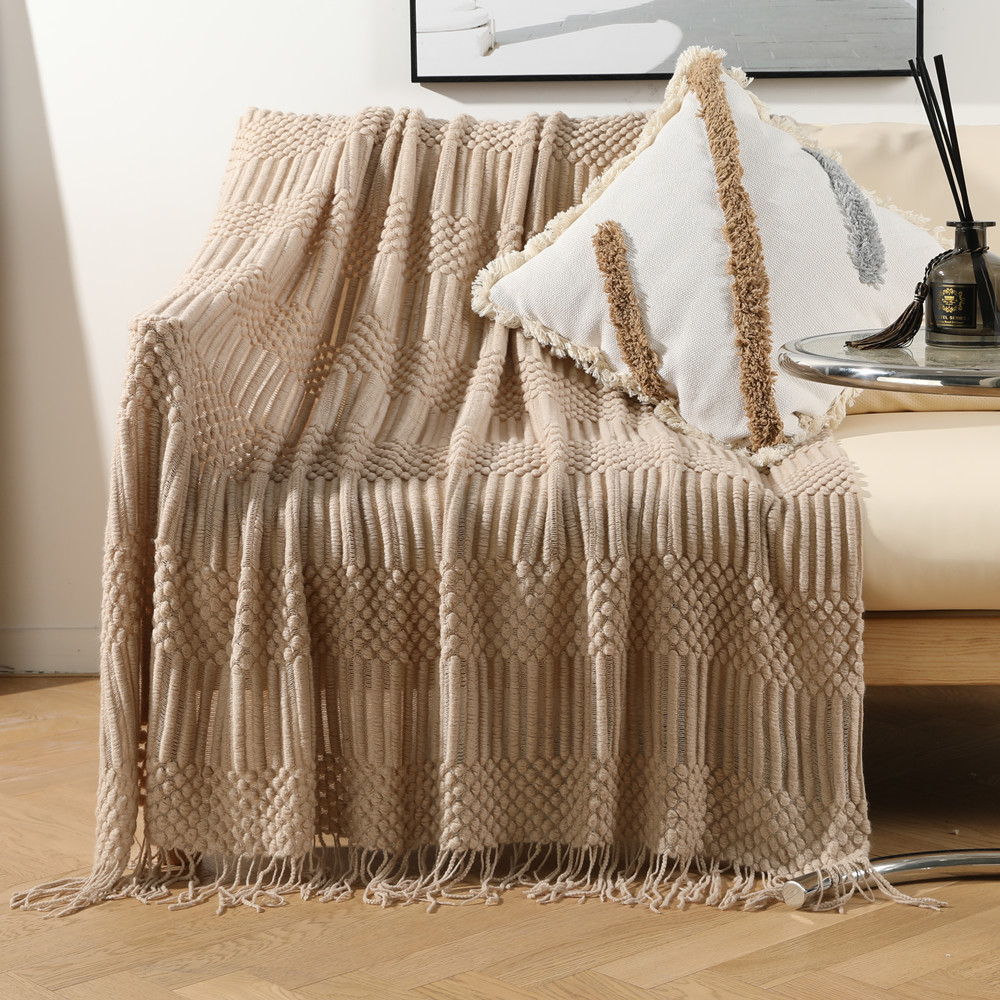 Nordic Sofa Blanket Hotel Bed Throw Beanie Blanket Tassel Shawl Blanket Bed Tail Cloth Cover Blanket B & B Bed Towel Wholesale