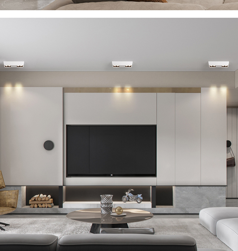 无主灯长方形明装 射灯led客厅家用防眩cob吸顶灯双头20w长条线性