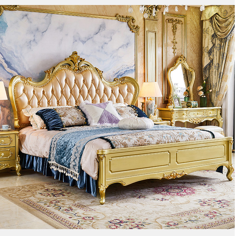 欧式床 奢华实木双人床主卧橡木雕花1.8米婚床新款法式风格公主床