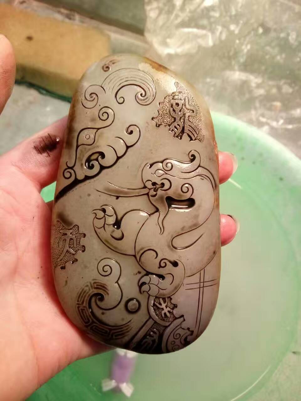 和田玉仿古龙凤貔貅吊坠把件玉佩