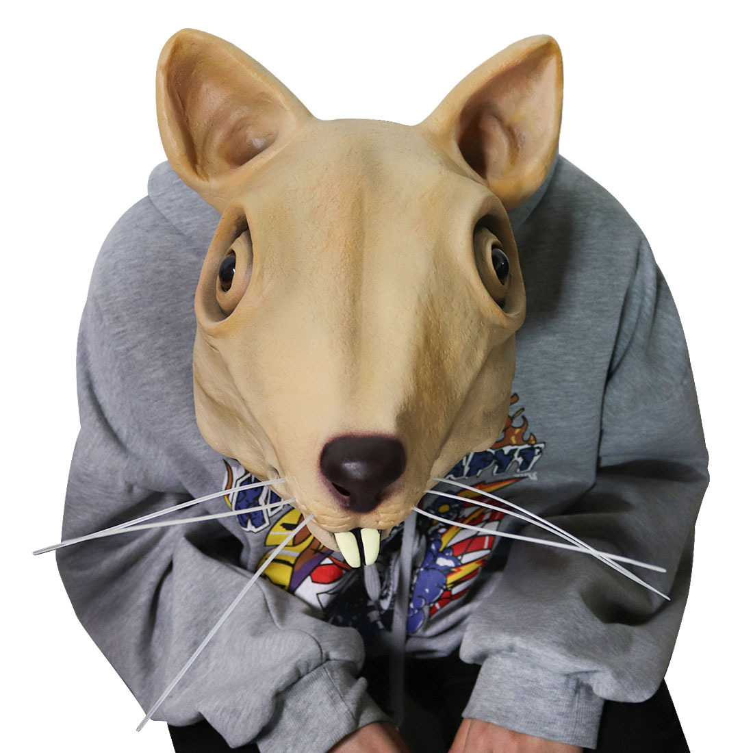 老鼠面具头套忍者神龟面具抖音人气变异老鼠人头套影视表演道具