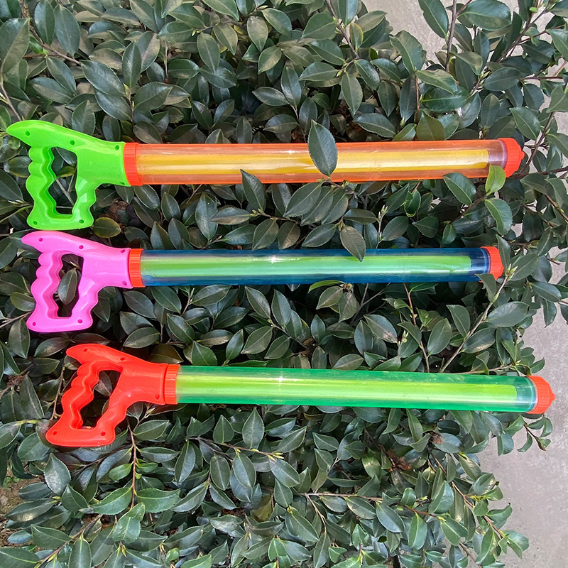 儿童水枪抽拉式喷水户外玩具夏天笑脸双管水枪加长款漂流戏水沙滩