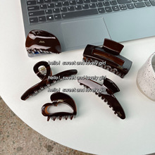 韩国进口france巧克力鲨鱼夹 拼接镂空抓夹后脑勺发卡发夹子大号