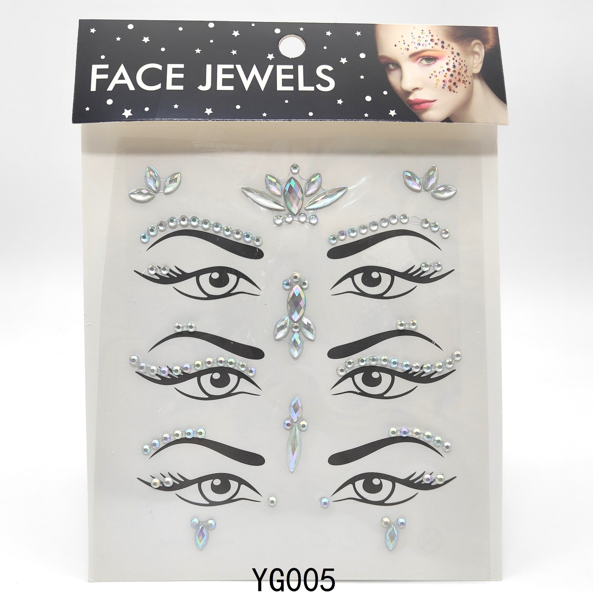 Luminous 3 Pairs Acrylic Diamond Paste Eye Pad Bindi Eye Diamond Stickers Glowing Face Pasters Festival Prom Face Makeup Stickers