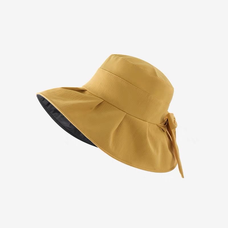 New Sun Hat Women's Summer Vinyl Uv Protection Bowknot Fisherman Hat Cover Face Big Brim Sun Hat