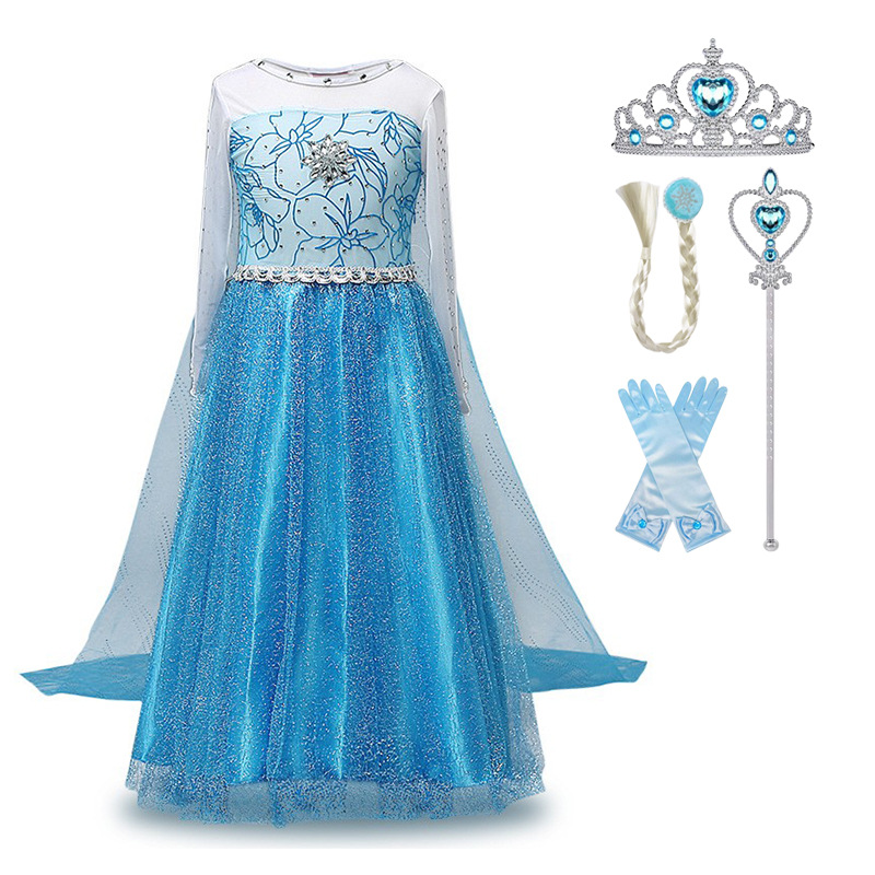 2021 Summer New Frozen Princess Dress Girls Birthday Dress Foreign Trade Performance Skirt