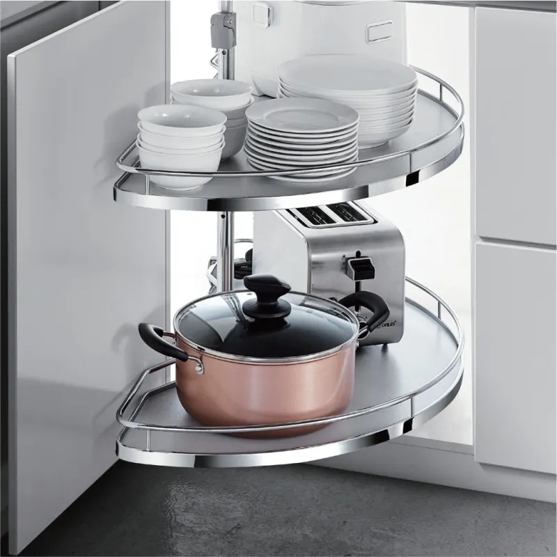 悍高黑钻厨房橱柜转角拉篮阻尼旋转收纳置物架拐角飞碟碗碟篮调味