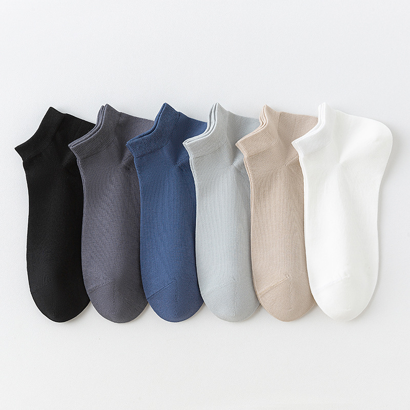 socks men‘s spring and summer short boneless stitched ankle socks simple solid color men‘s basic socks all-matching boys cotton sock