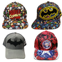 超级英雄系列嘻哈棒球帽子 卡通动漫周边精美刺绣平沿帽 遮阳帽子
