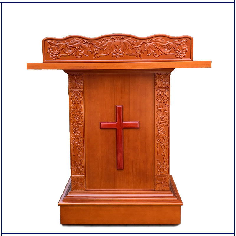 实木移动基督天主教会教堂演讲桌讲台圣台雕花特价包邮