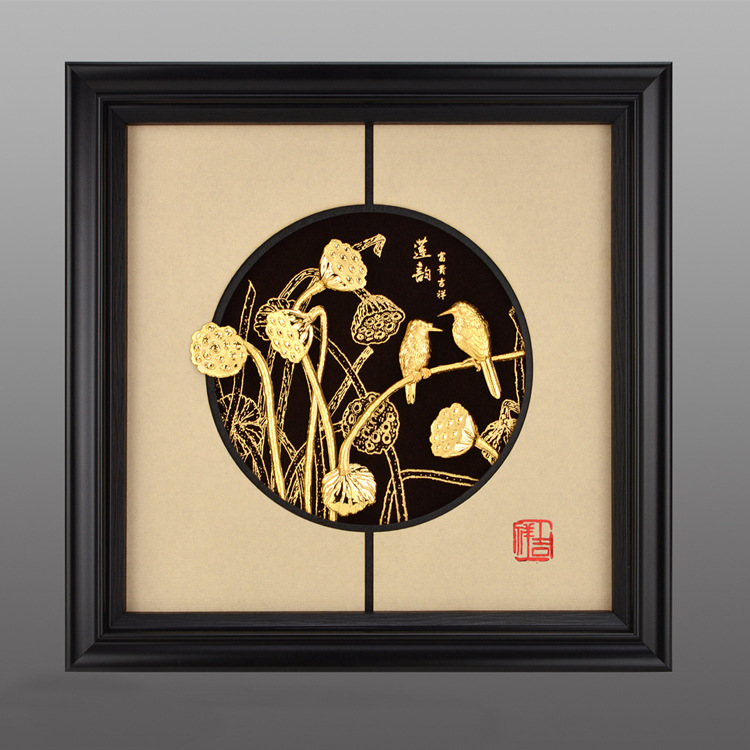 厂家直销立体新中式足金金箔装饰画摆饰银行工会商务礼品乔迁贺礼