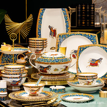 景德镇陶瓷餐具整套欧式奢华骨瓷碗碟套装家用高级感乔迁送礼组合
