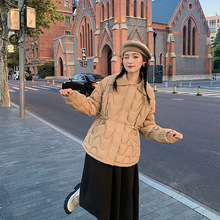 2024冬装新款韩国学院风宽松显瘦毛线领时尚收腰棉衣学生女潮外套