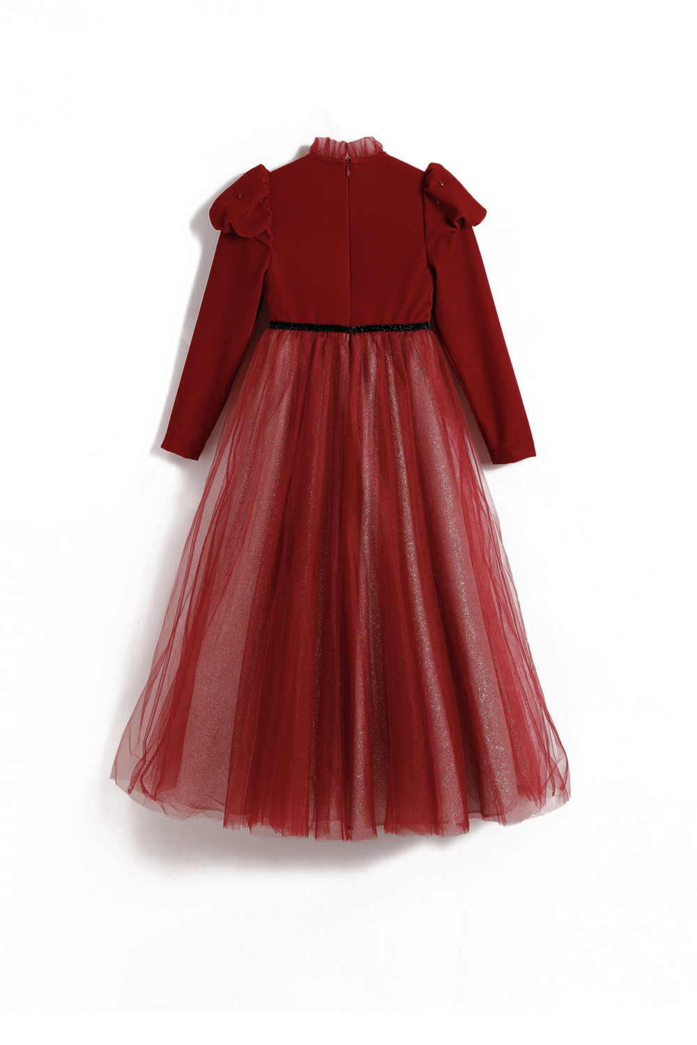 预售新款强推女童红色丝绒拼纱拜年服新年礼服公主裙儿童气质长裙