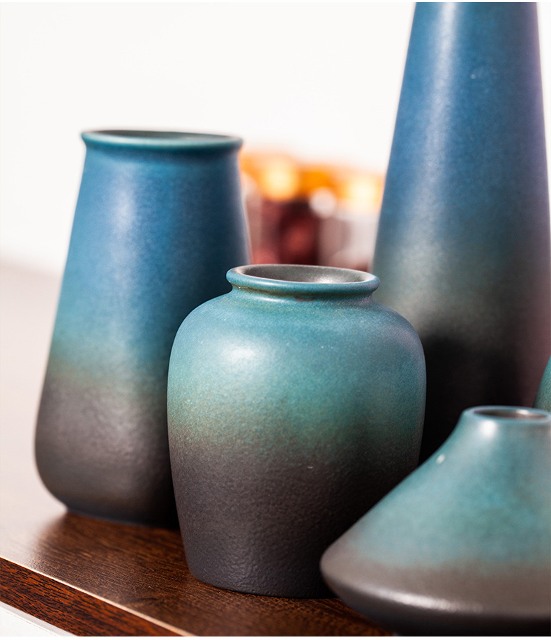 新款黑陶素烧花插 日式小花瓶 水培容器 花器花道 家居园艺摆件