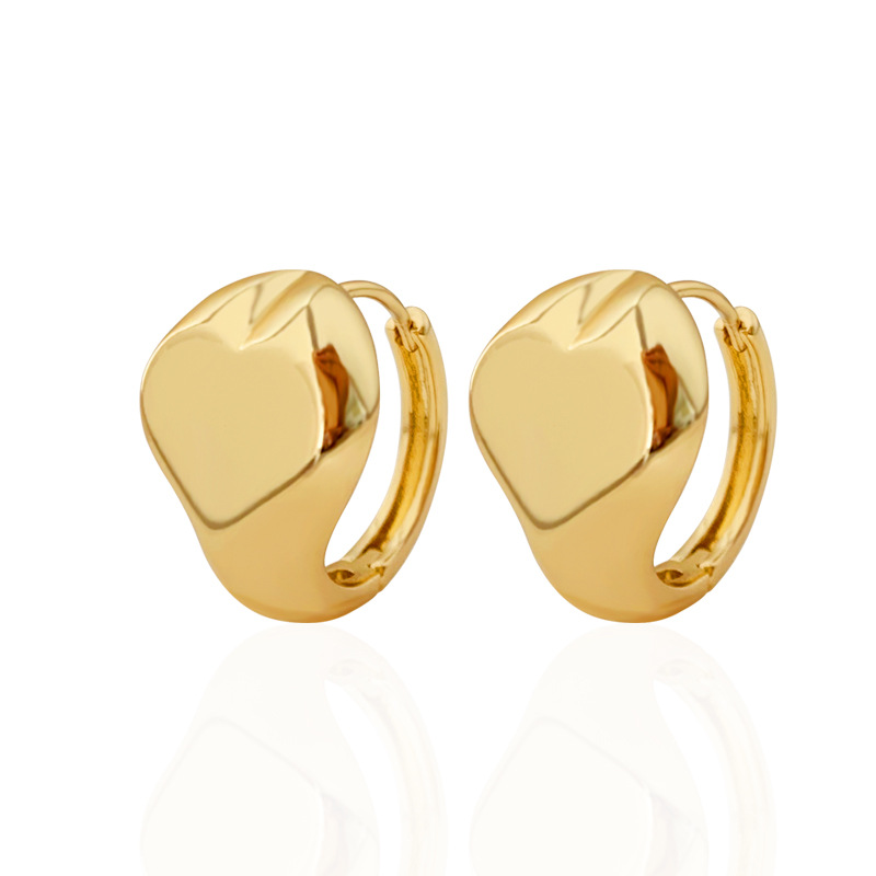 韩版黄铜镀金爱心耳饰立体金属耳环小众冷淡风耳钉2024时尚耳环