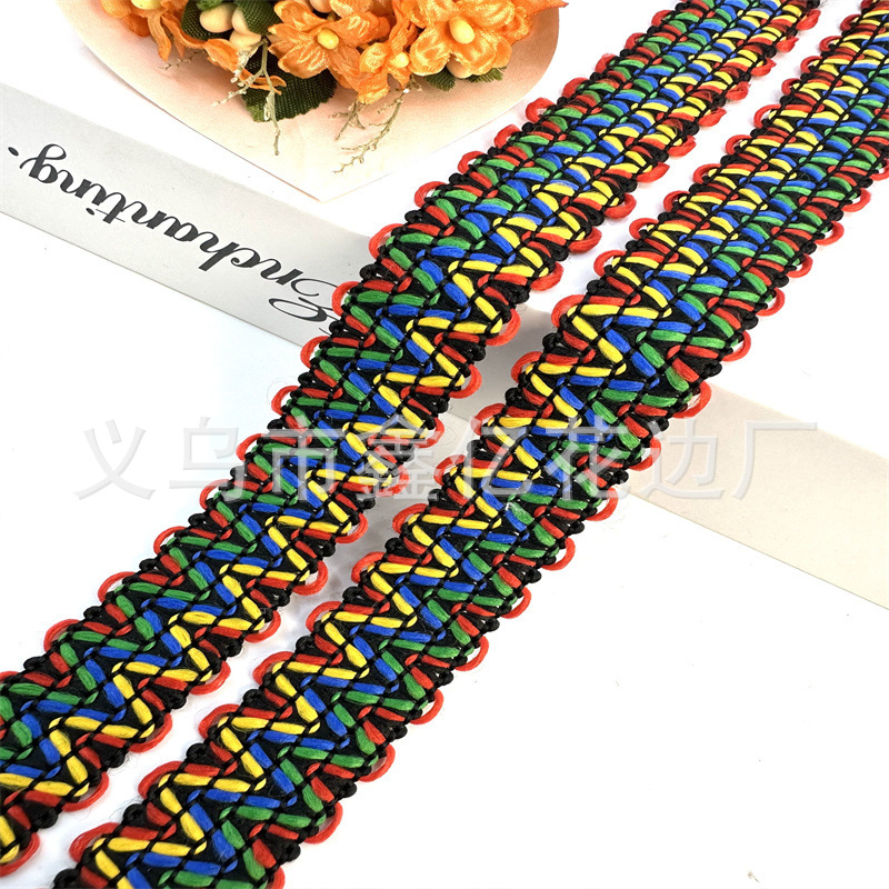 Factory Direct Sales Spot Supply W Type 2. 5cm Mixed Color Big Wave Ribbon Lace Scarf Clothing Accessories