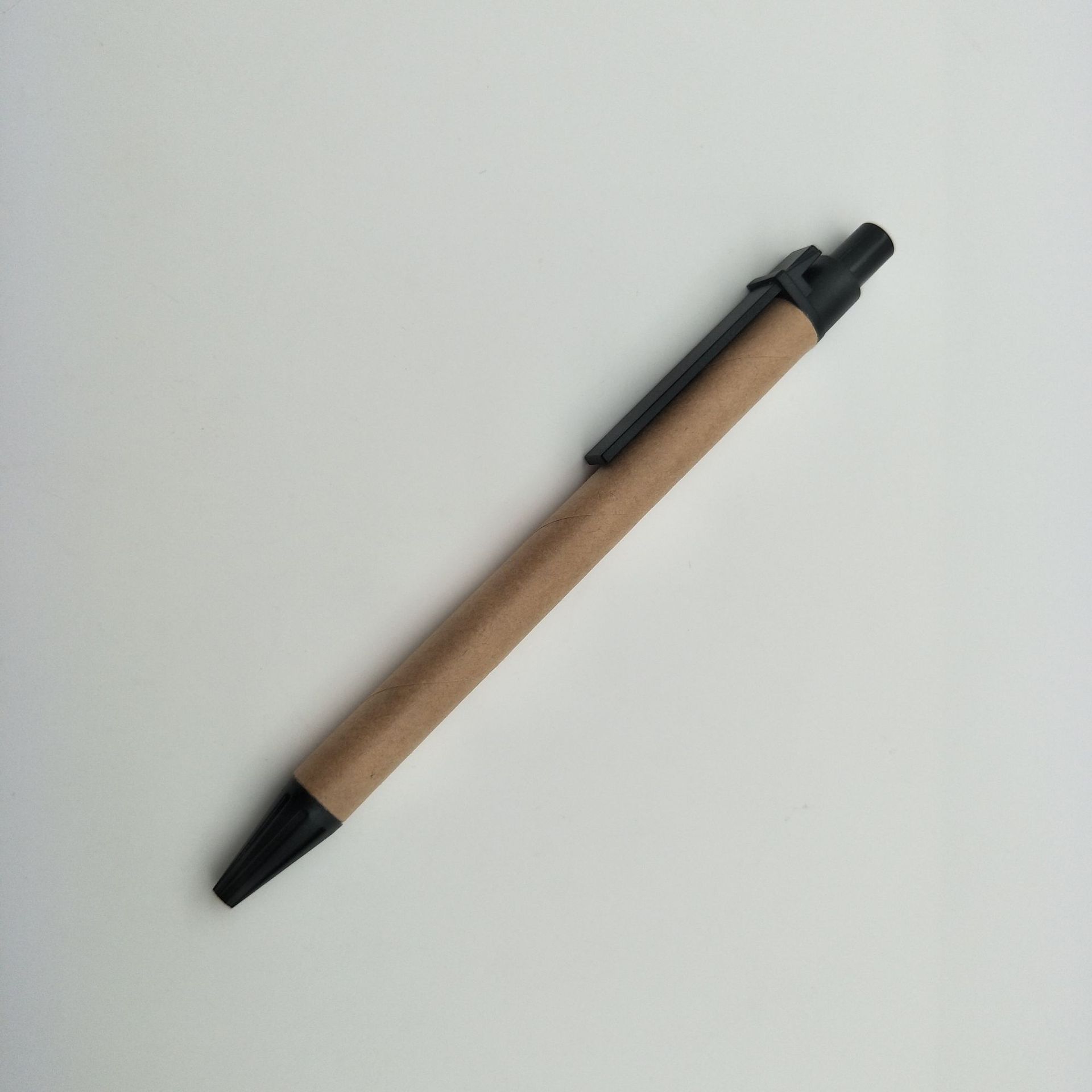 批发塑料大笔夹纸管笔亚马逊热销环保纸笔广告纸质圆珠笔宣传logo